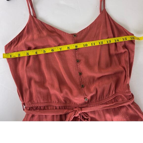 Becool Brown Wide Leg Jumpsuit - V-Neck Tie Waist - Size Large - Picture 3 of 8